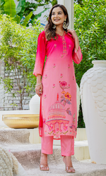 Pink Floral Printed Salwar Suit