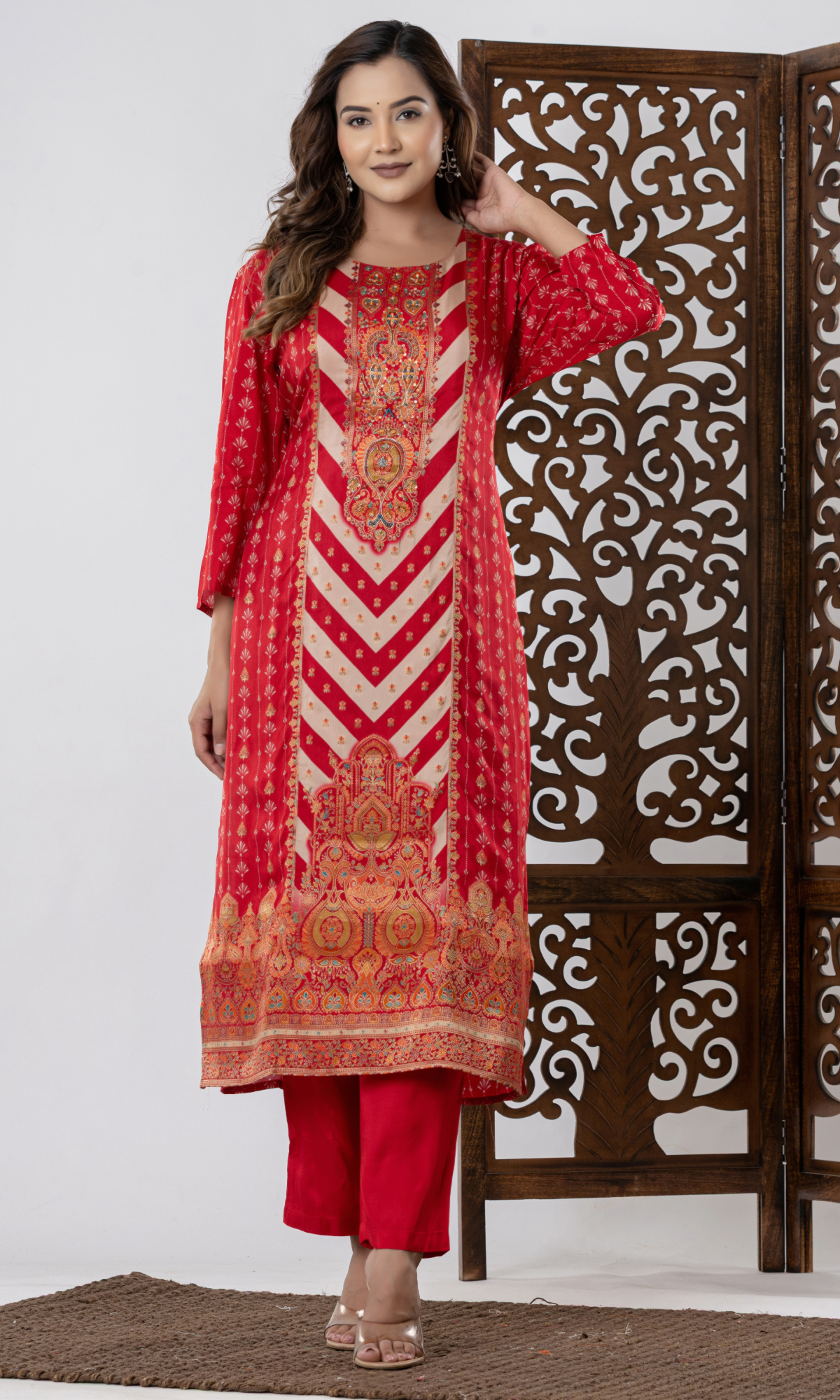 Maroon Floral Printed Salwar Suit