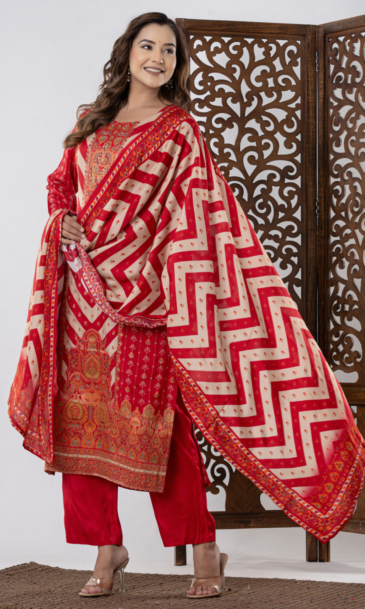 Maroon Floral Printed Salwar Suit
