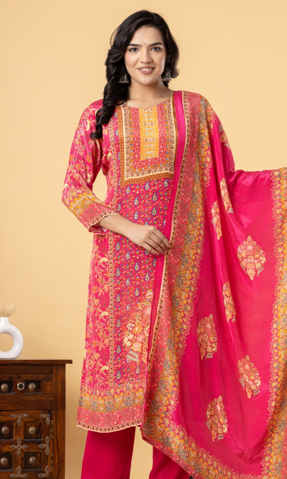 Pink Floral Printed Salwar Suit