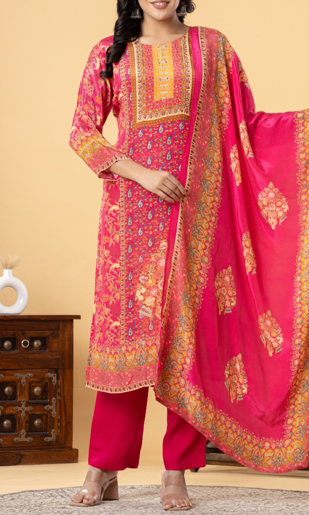 Pink Floral Printed Salwar Suit