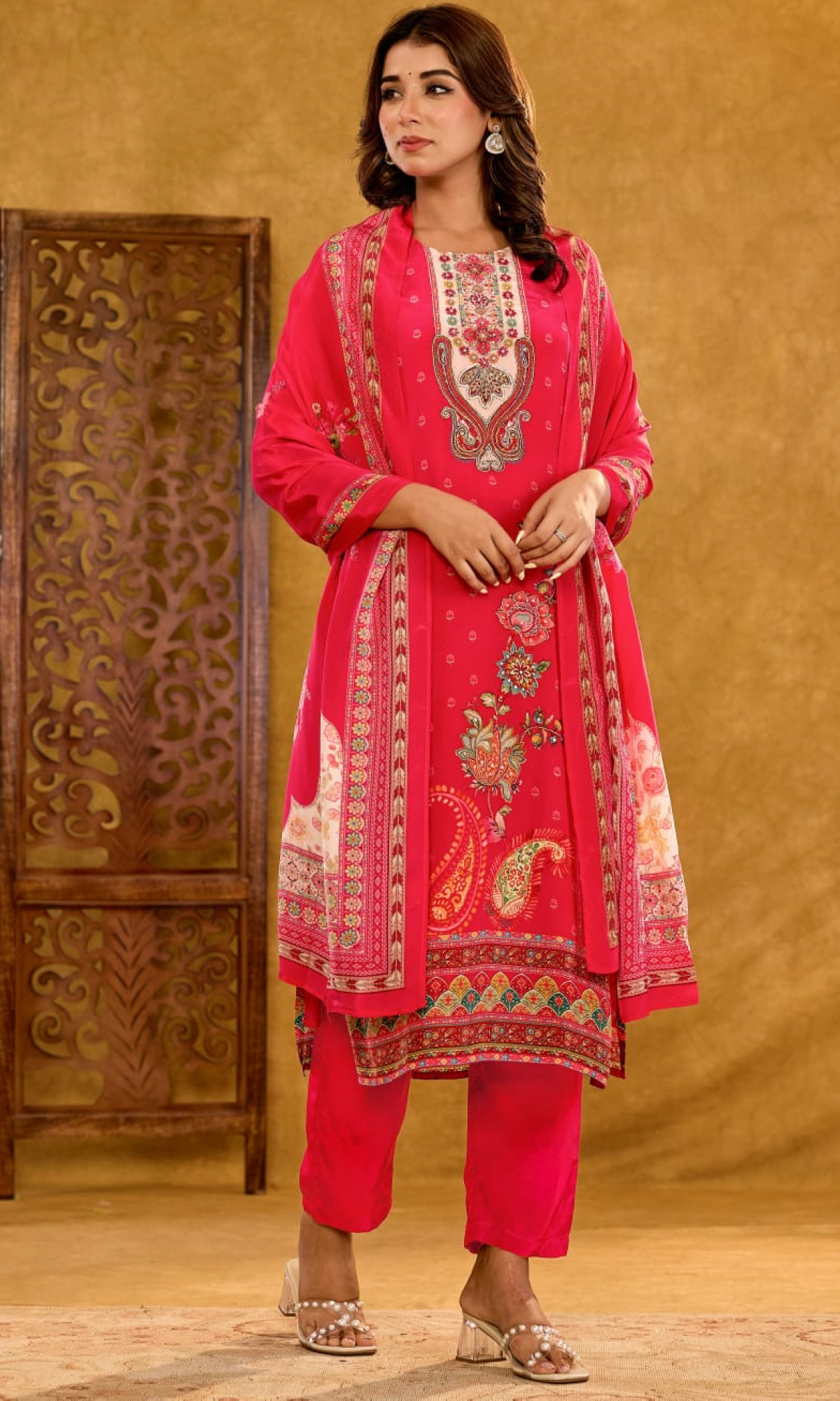 Pink Floral Embroidered Salwar Suit