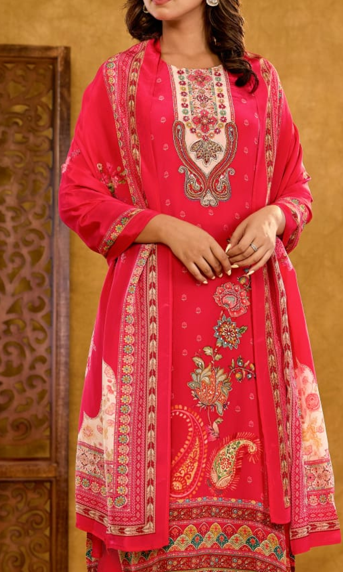 Pink Floral Embroidered Salwar Suit
