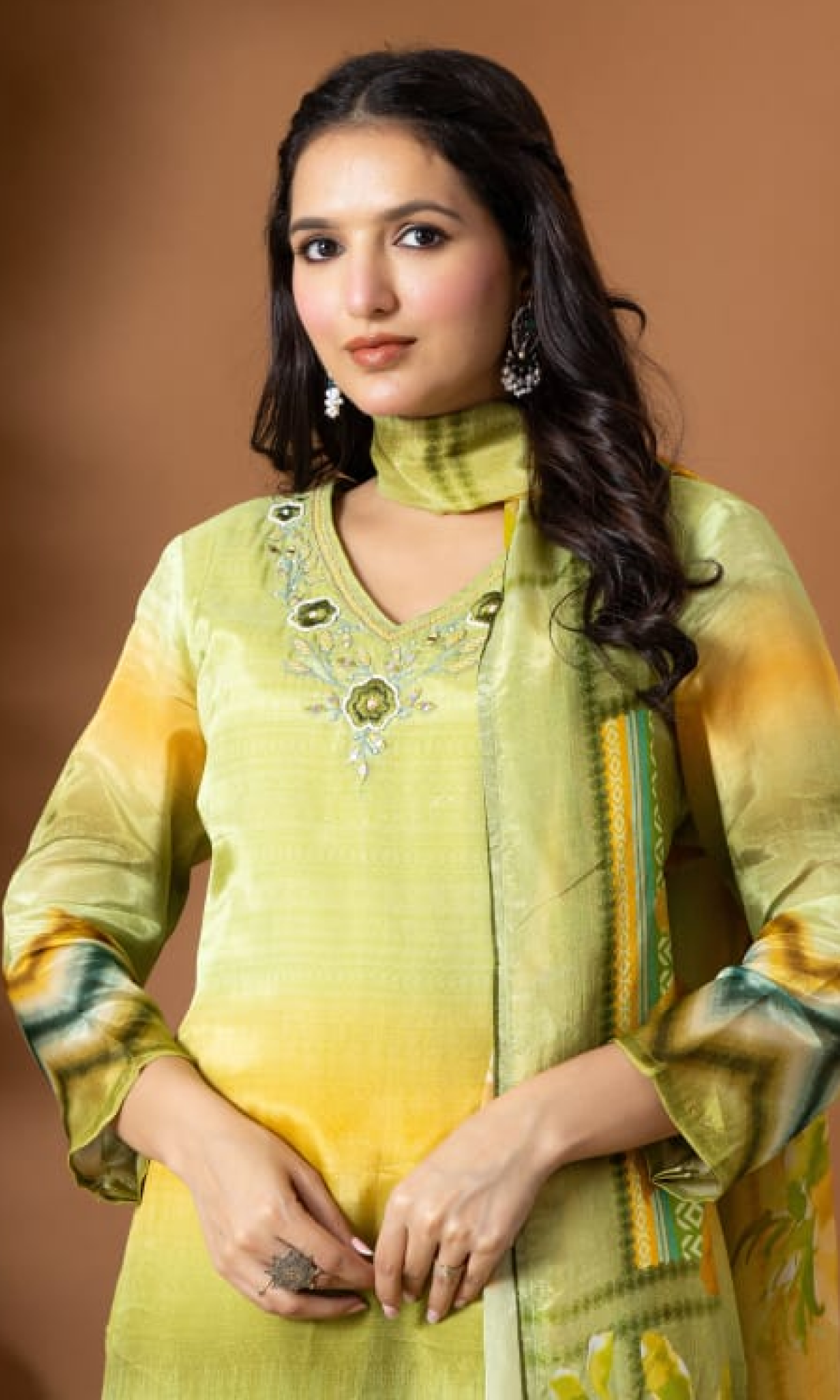 Green Floral Printed Salwar Suit