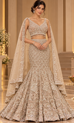 Gold Sequence Embellished Fish Cut Lehenga