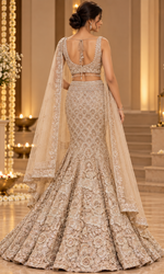 Gold Sequence Embellished Fish Cut Lehenga