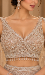 Gold Sequence Embellished Fish Cut Lehenga