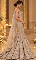Gold Sequence Embellished Fish Cut Lehenga