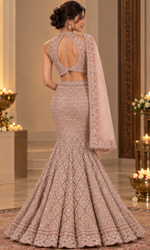 Pink Sequence Embellished Fish Cut Lehenga