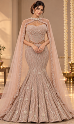 Pink Sequence Corset Blouse with Fish Cut Lehenga