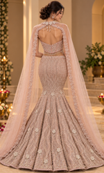 Pink Sequence Corset Blouse with Fish Cut Lehenga