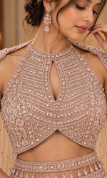 Pink Sequence Embellished Fish Cut Lehenga