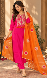 Pink Embroidered Kurta Set