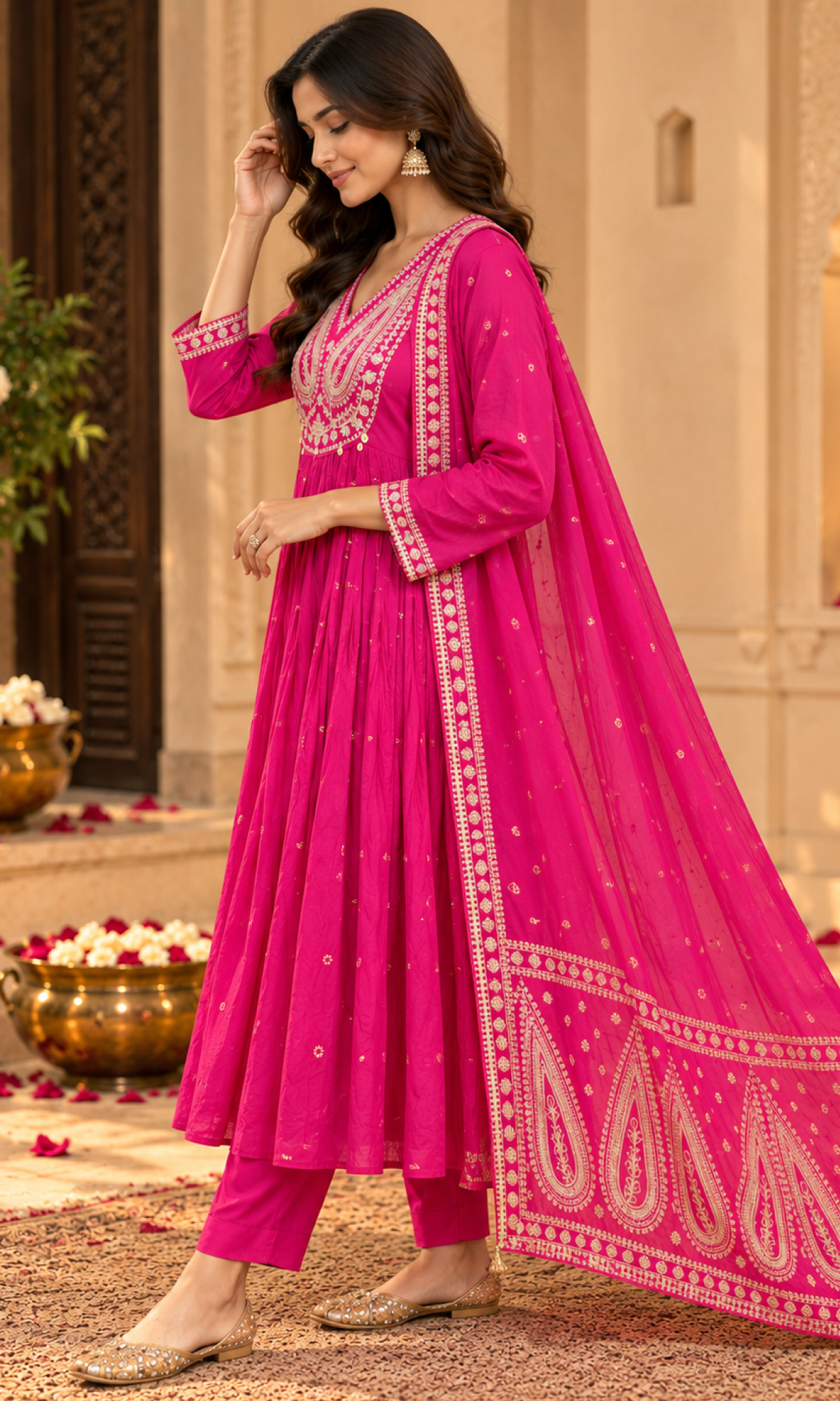 Pink Embroidered Kurta Set