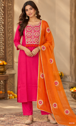 Pink Embroidered Kurta Set