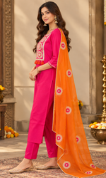 Pink Embroidered Kurta Set