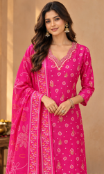 Pink Printed Kurta Set