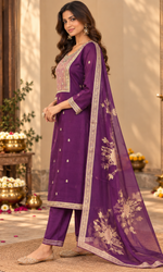 Purple Embroidered Kurta Set