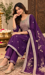 Purple Embroidered Kurta Set