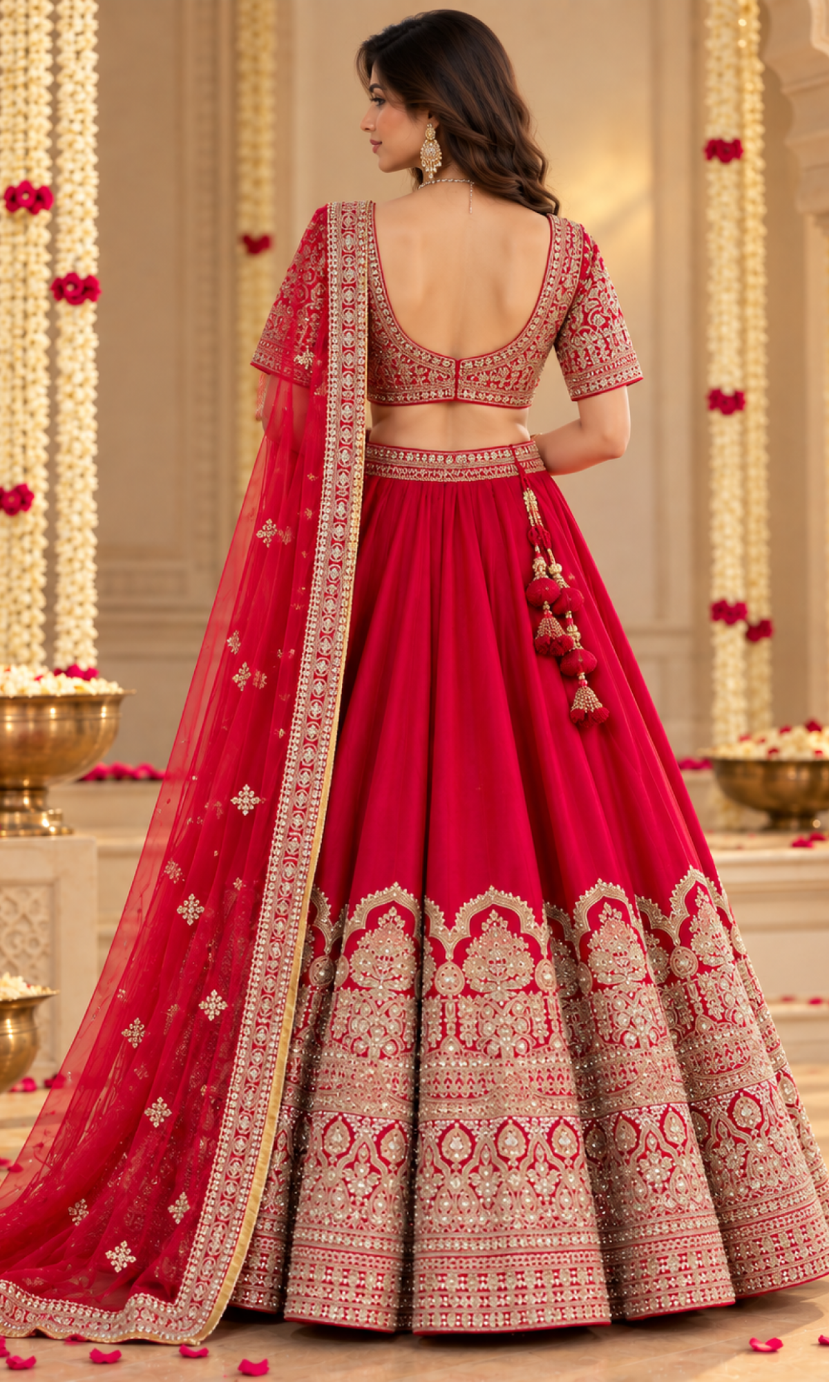 Bridal Red Embroidered Lehenga