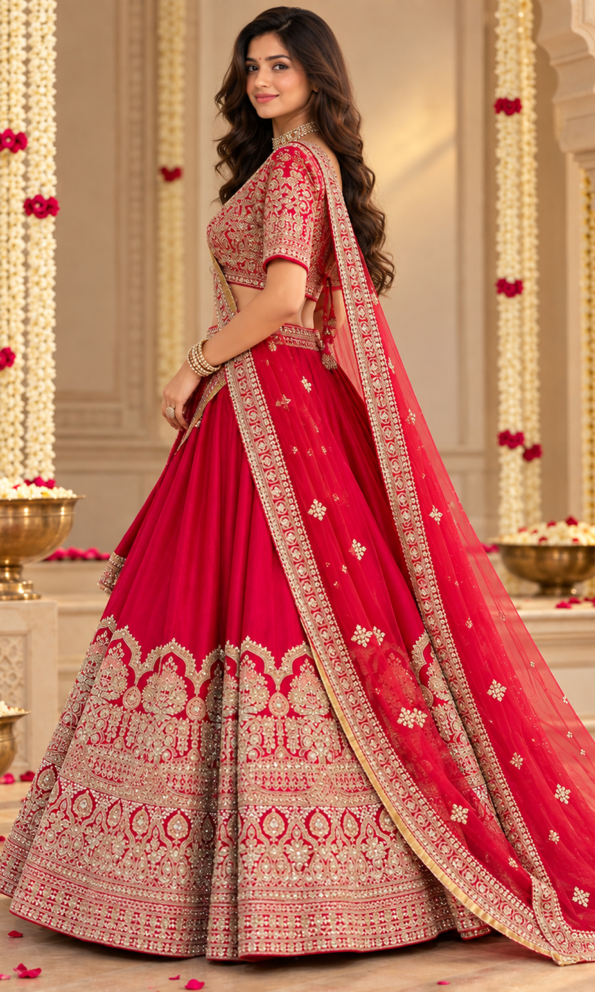 Bridal Red Embroidered Lehenga