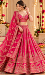 Pink Bridal Embroidered Lehenga