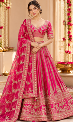 Pink Bridal Embroidered Lehenga