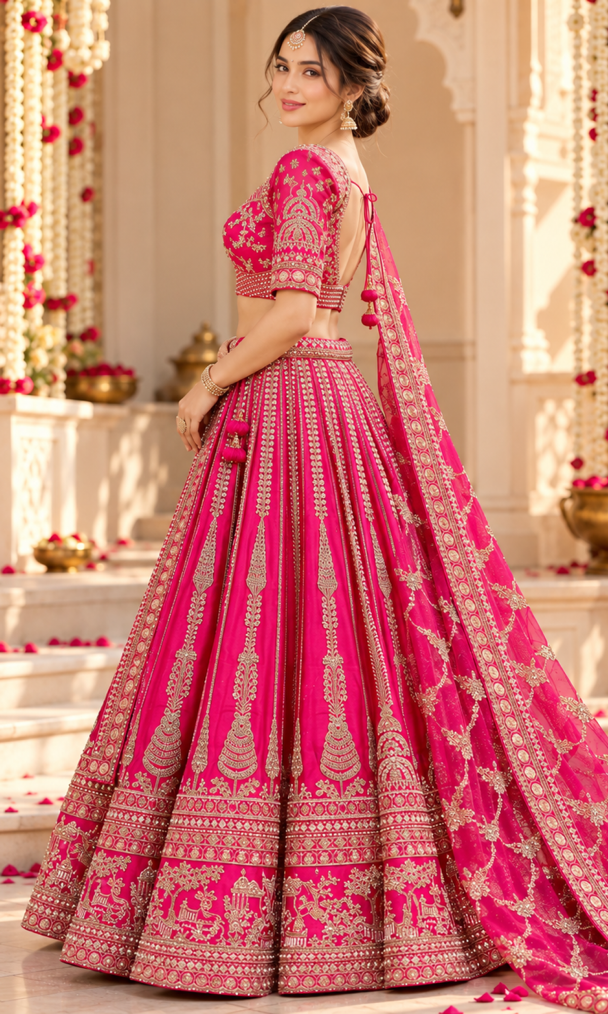 Pink Bridal Embroidered Lehenga