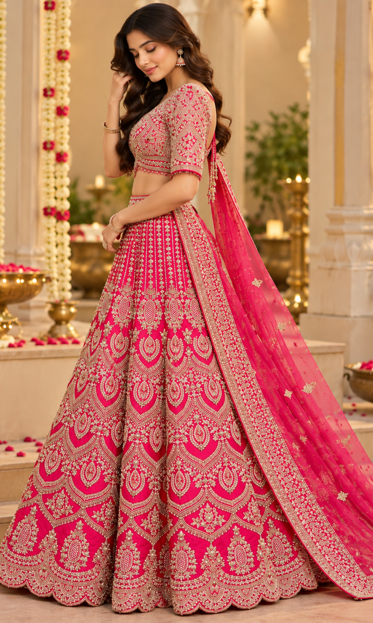 Red Embroidered Bridal Lehenga