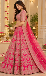 Red Embroidered Bridal Lehenga