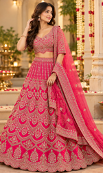 Red Embroidered Bridal Lehenga