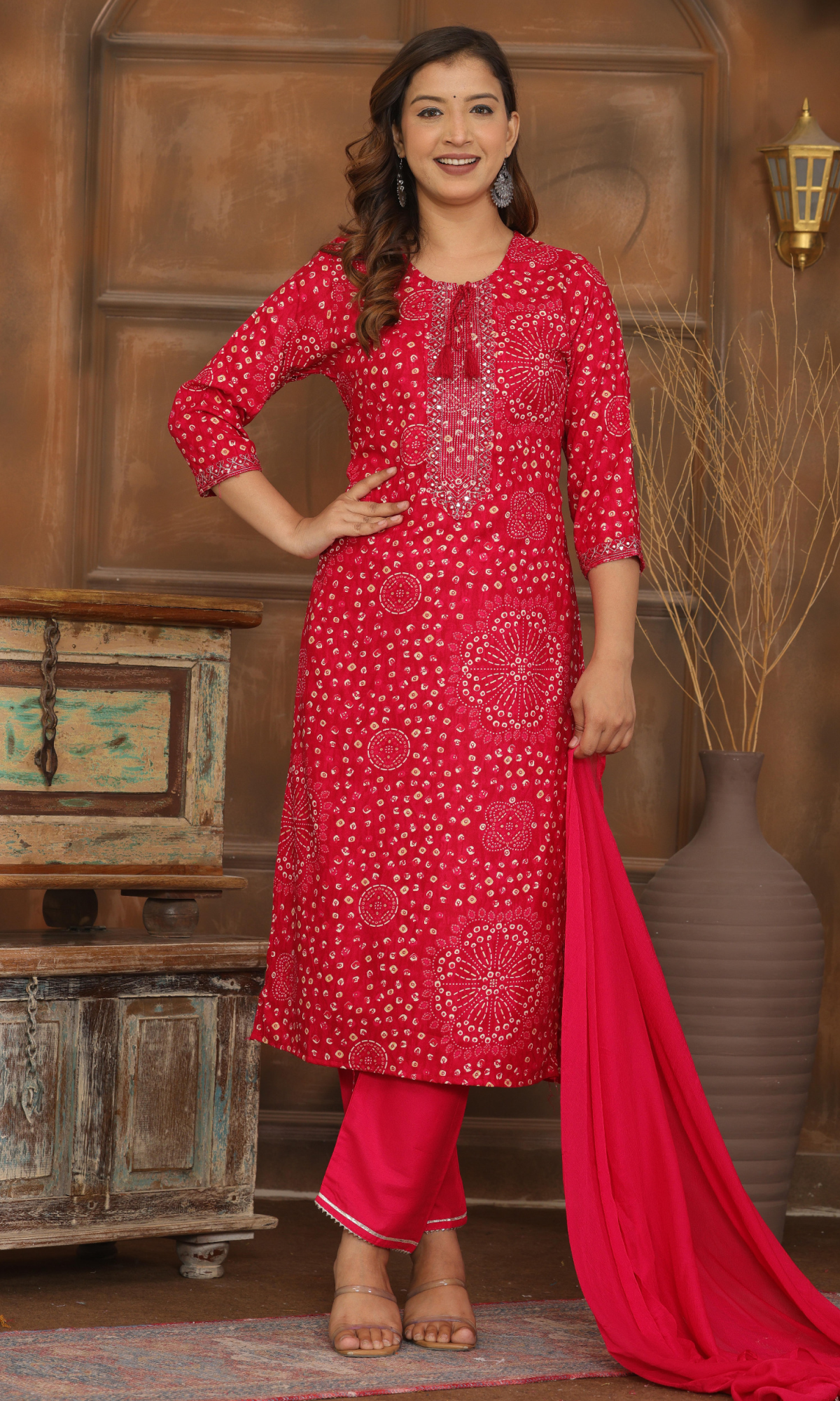 Pink Semi Cotton Floral Printed Salwar Suit