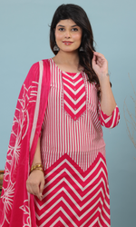 Pink Semi Cotton Printed Salwar Suit