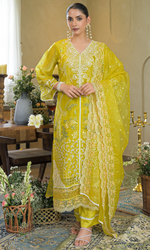 Yellow Floral Embroidered Salwar Suit