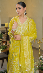 Yellow Floral Embroidered Salwar Suit