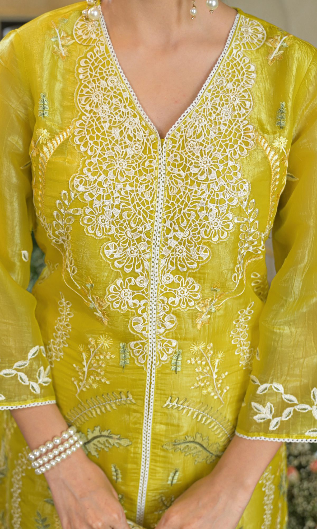 Yellow Floral Embroidered Salwar Suit
