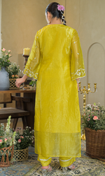 Yellow Floral Embroidered Salwar Suit