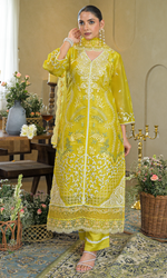 Yellow Floral Embroidered Salwar Suit
