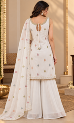 White Embroidered Sharara Set