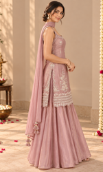 Pink Embroidered Palazzo Set