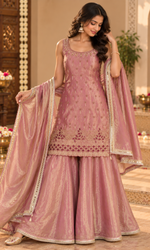Mauve Embroidered Palazzo Set