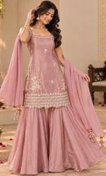 Pink Embroidered Palazzo Set