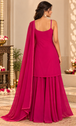 Cherry Red Handwork Palazzo Set