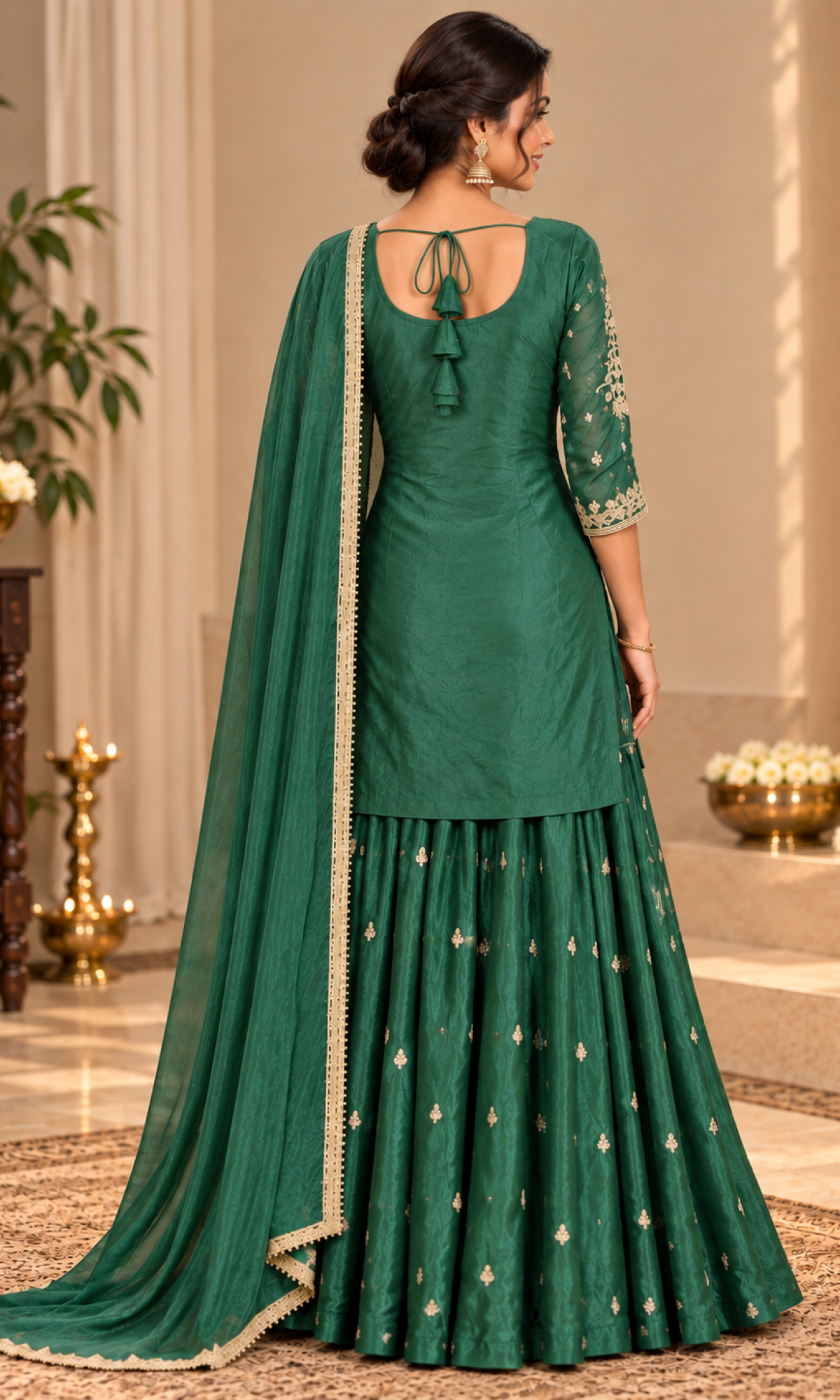 Green Embroidered Palazzo Set