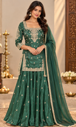 Green Embroidered Palazzo Set