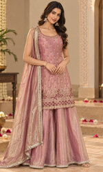Mauve Embroidered Palazzo Set
