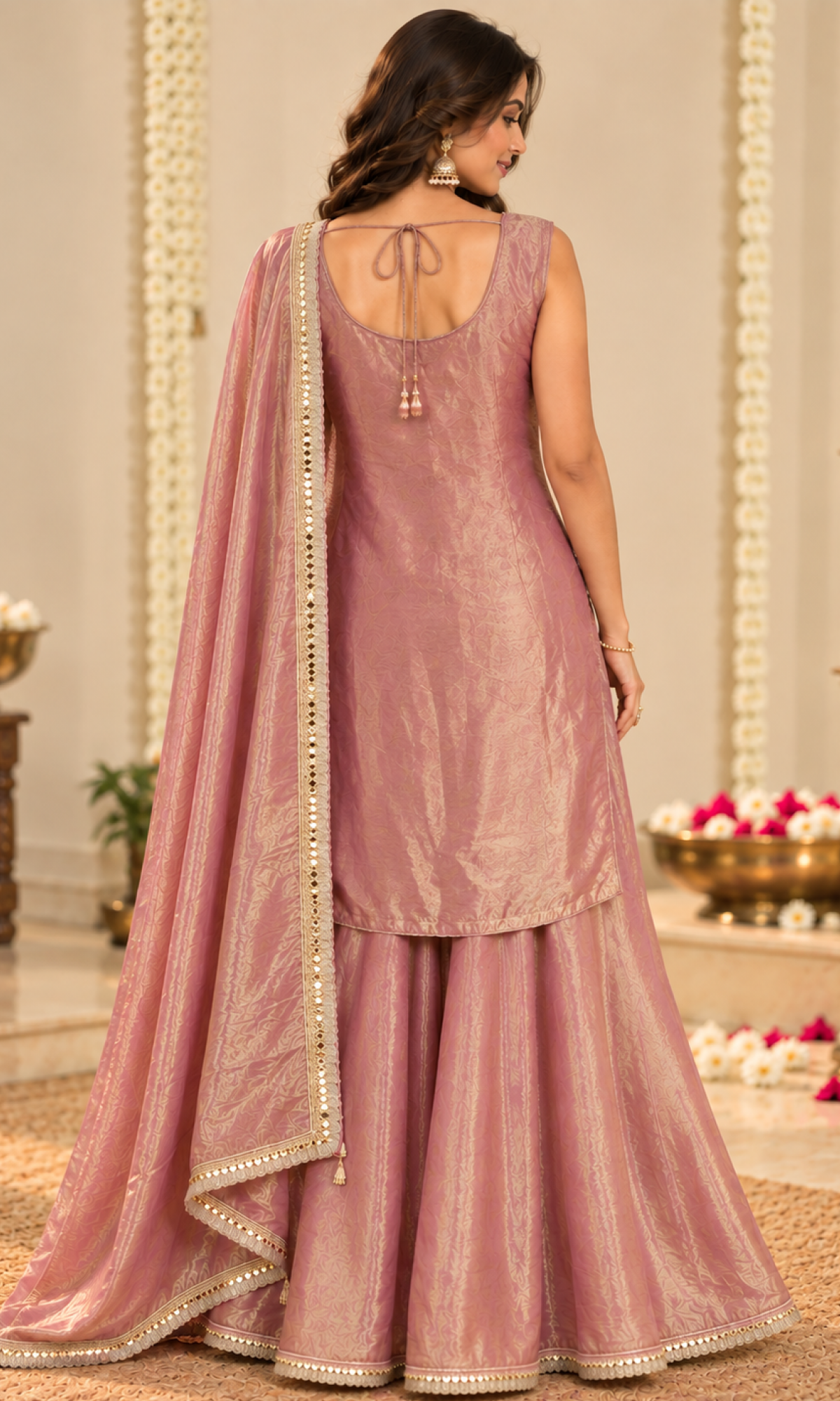 Mauve Embroidered Palazzo Set