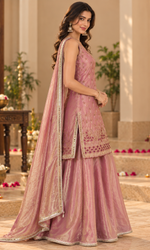 Mauve Embroidered Palazzo Set