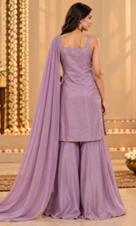 Purple Floral Embroidered Palazzo Set