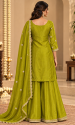 Olive Green Embroidered Palazzo Set